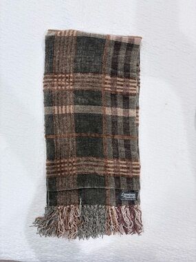 Vintage Loominus Handwovens Chenille Plaid Scarf Made in USA